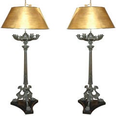 Pair of French Candlestick Lamps