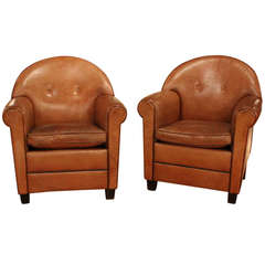 Pair of Leather Armchairs by Bart Van Bekhoven, Holland
