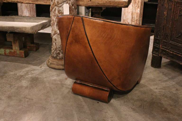 Belgian Leather Armchair by Bart Van Bekhoven, Holland