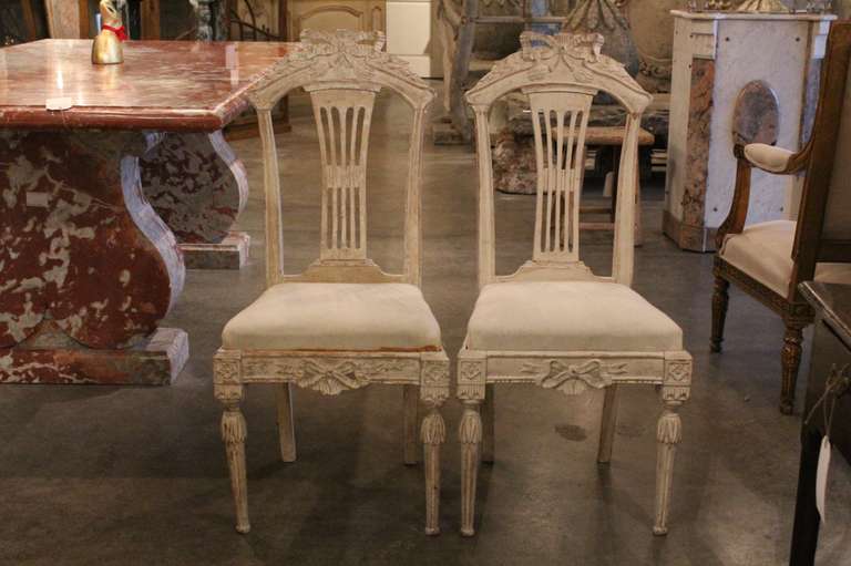 Pair of Swedish painted chairs.