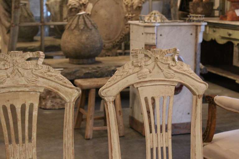 19th Century Pair of Swedish Painted Chairs For Sale