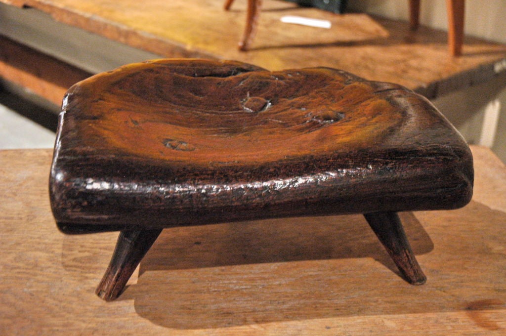 Wood English Primitive Stool For Sale