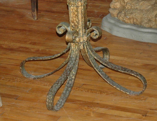Italian Marble Top Center Table with Decorative Metal Base