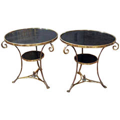 Pair of French Marble and Brass Gueridons