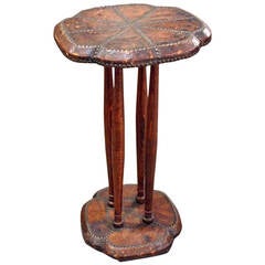 French Brass Nailed Morocco Leather Table
