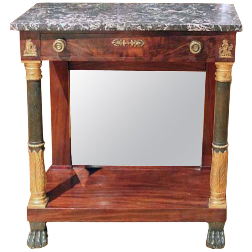French Empire Console with Marble Top For Sale