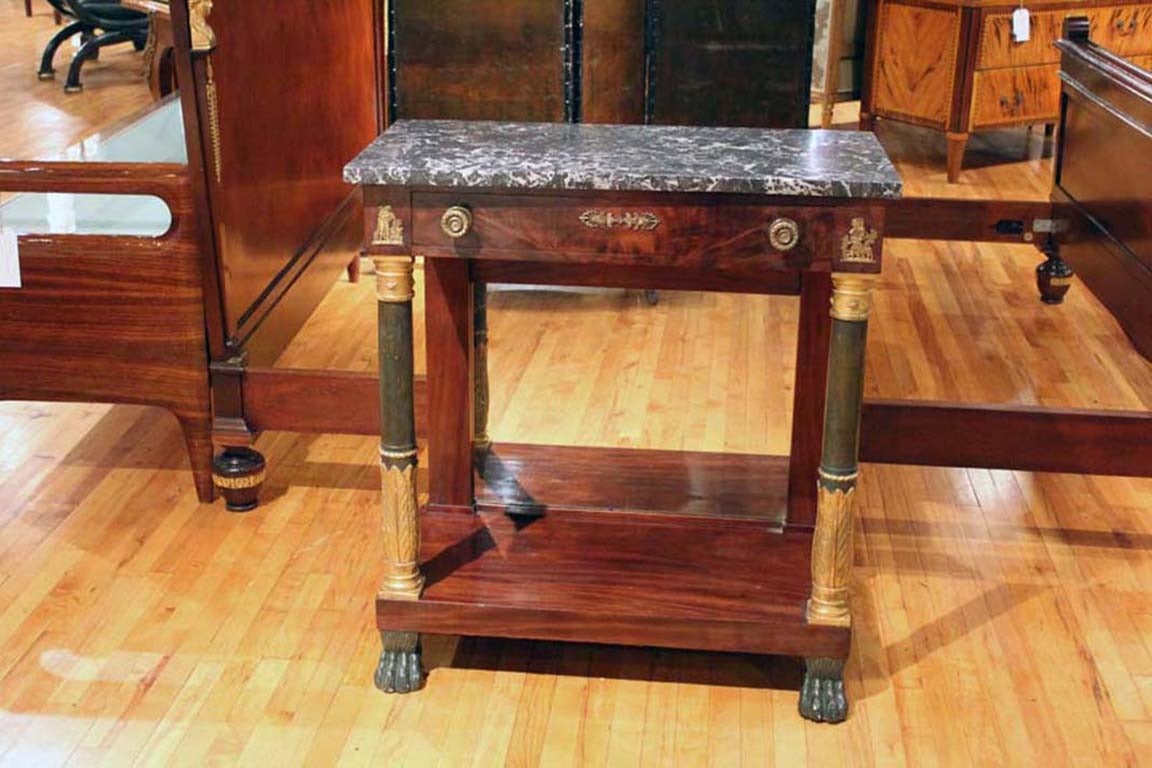 Late 19th Century French Empire Console with Marble Top For Sale