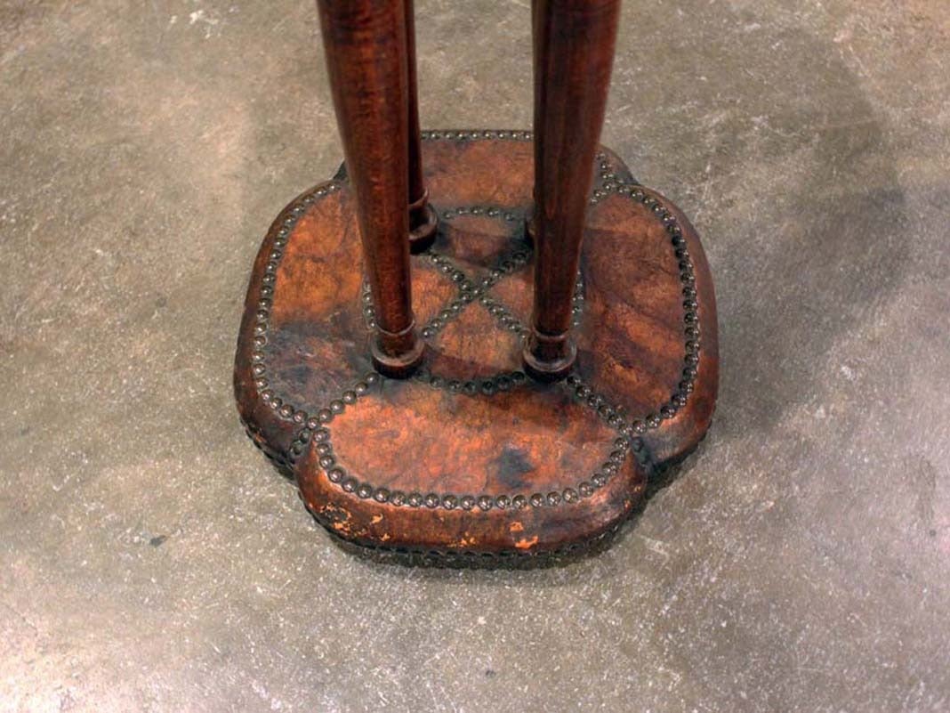 French Brass Nailed Morocco Leather Table