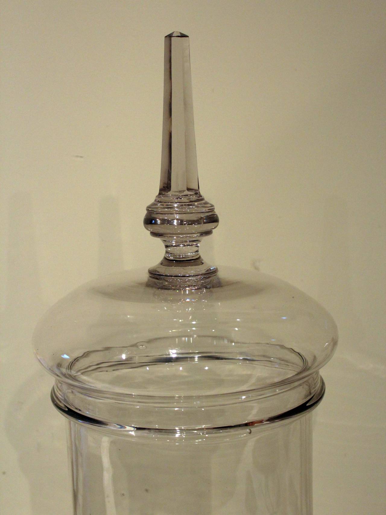 Mid-19th Century French Large Glass and Crystal Pharmacy Jar For Sale