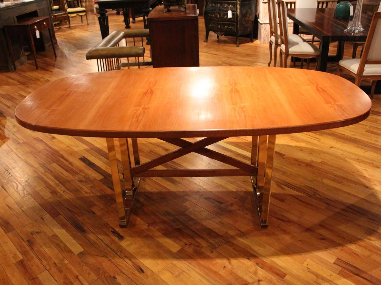 Italian brass and cherry center table.