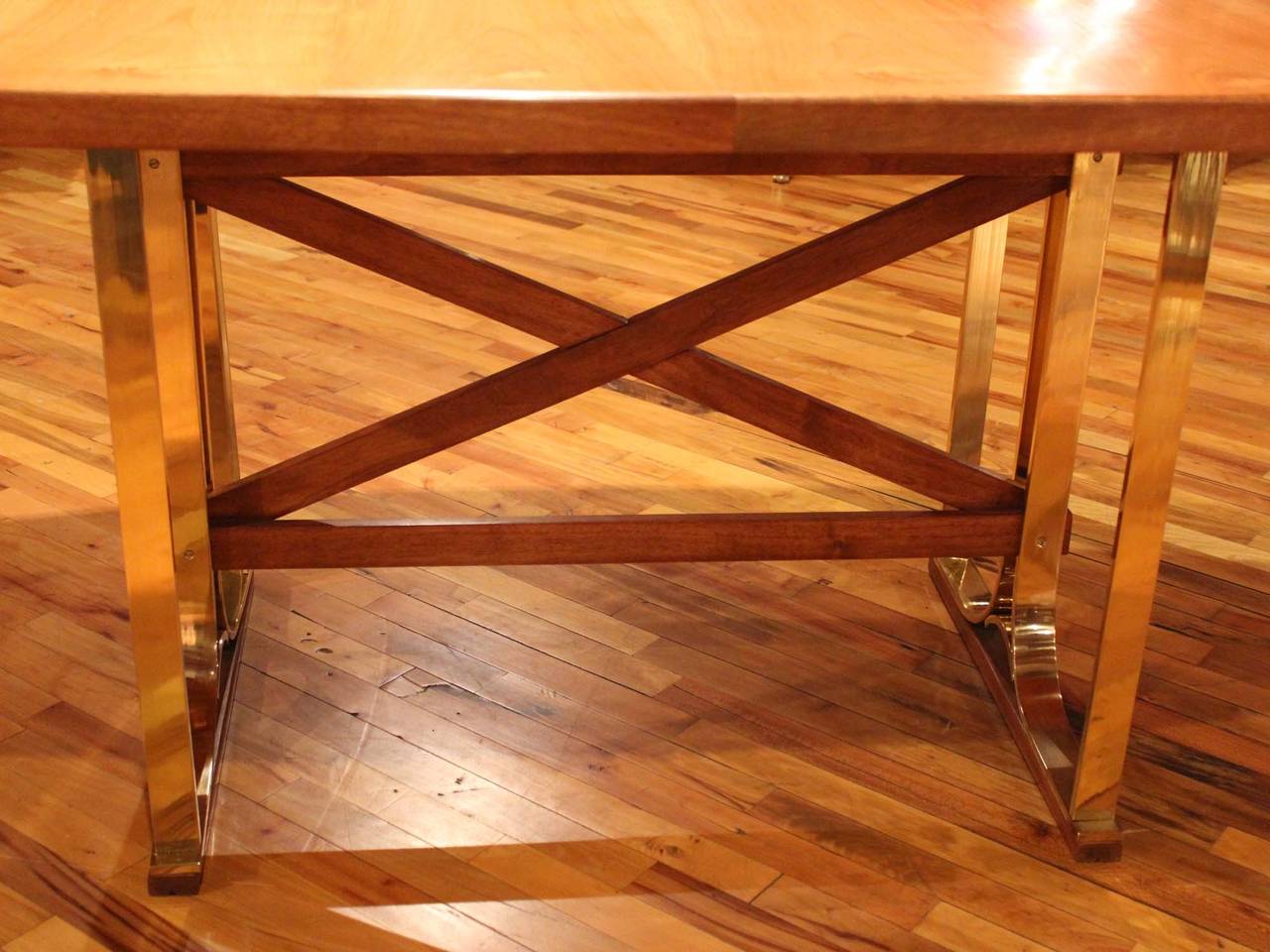 Italian Brass and Cherry Center Table In Good Condition For Sale In High Point, NC
