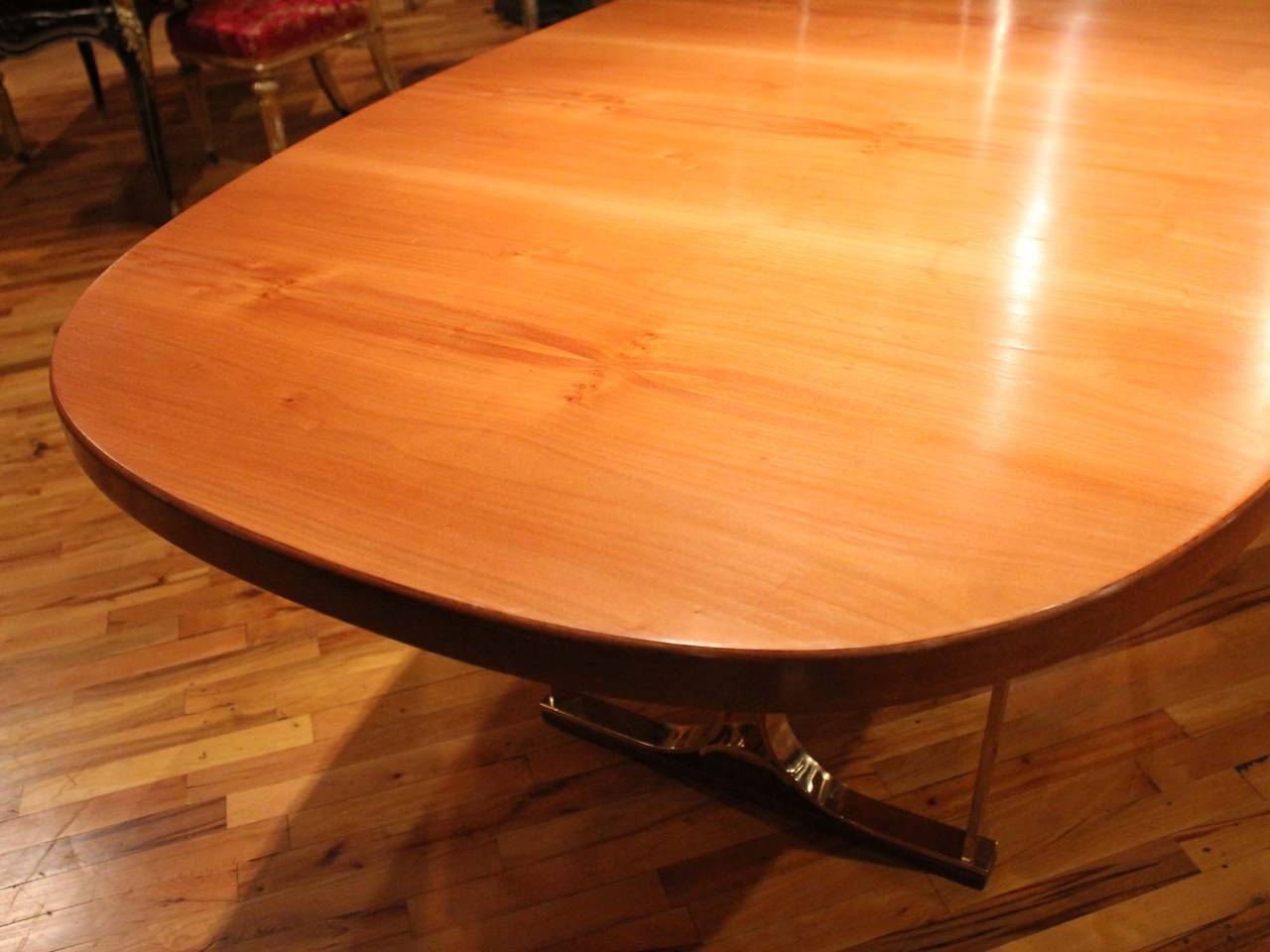 Italian Brass and Cherry Center Table For Sale 3
