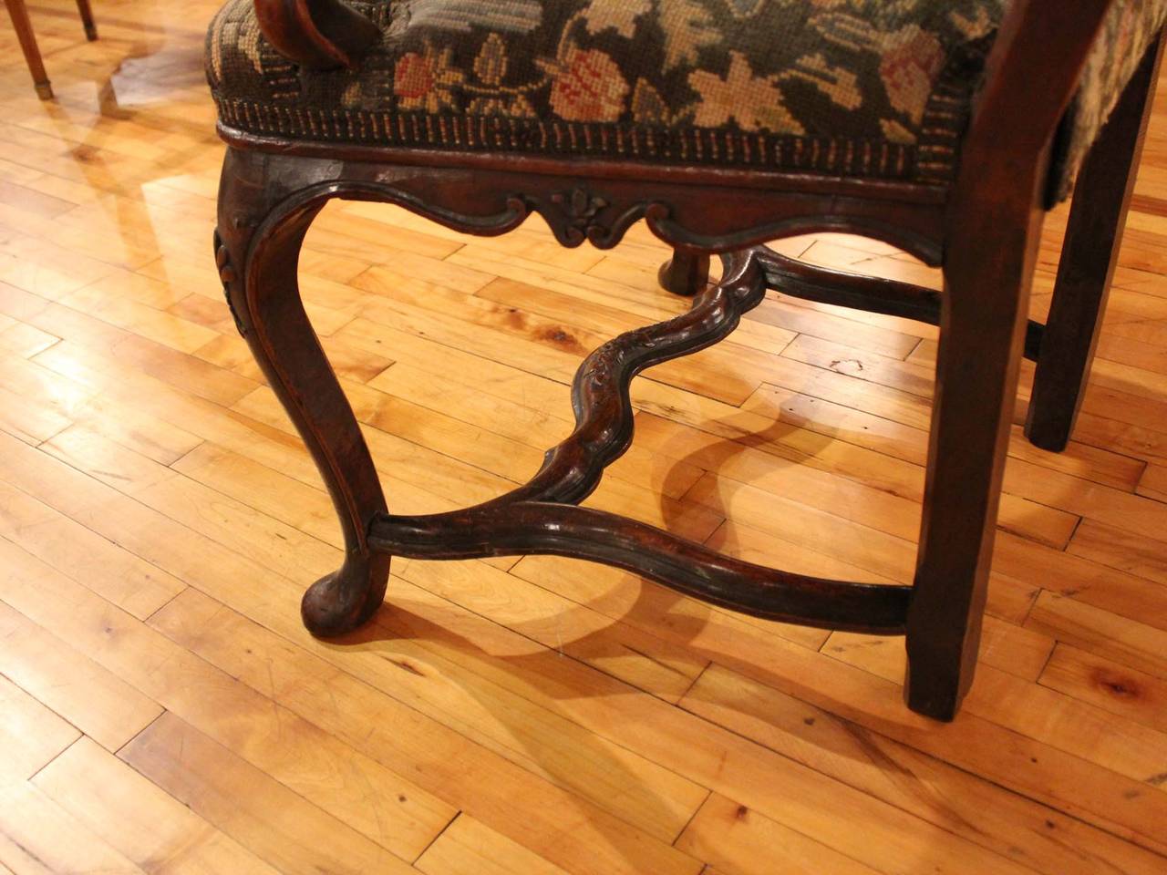 Late 19th Century French Walnut Needlepoint Armchair For Sale