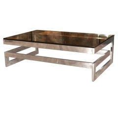 Antique Italian Chrome and Glass Cocktail Table