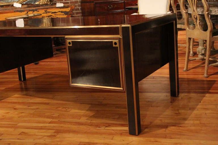 French Desk with Brass Trim In Good Condition In High Point, NC