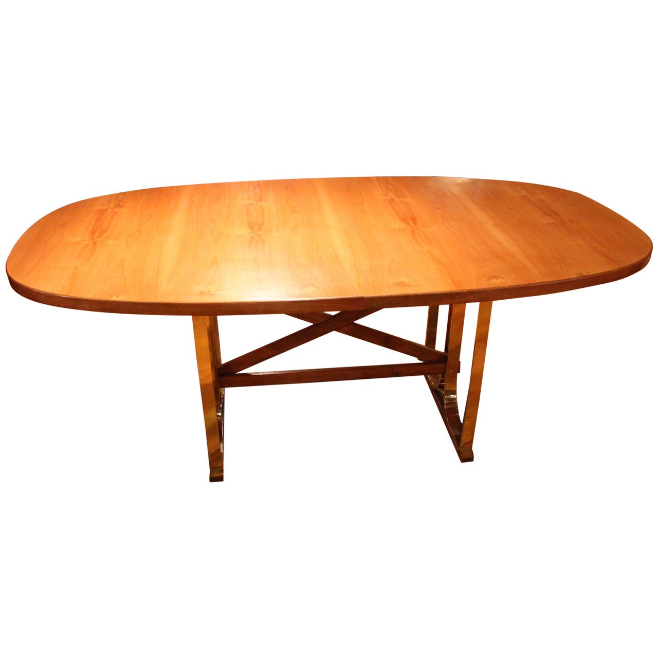 Italian Brass and Cherry Center Table For Sale