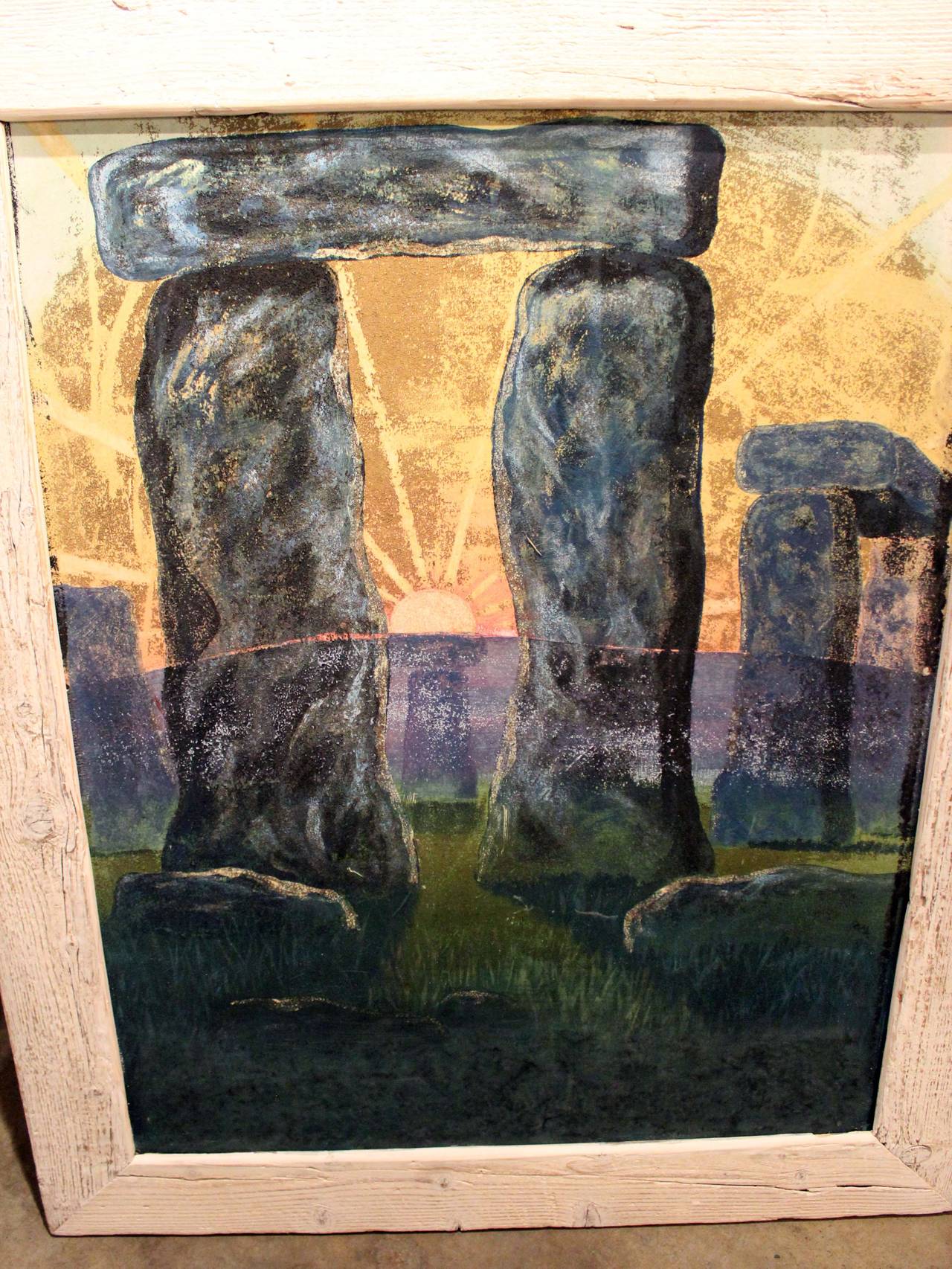 English Stonehenge Painting In Good Condition For Sale In High Point, NC