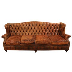 English Leather Shaped Sofa