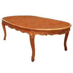 French Oval Leather Top Table
