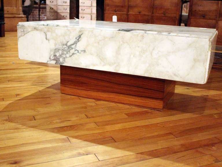 Italian Marble Top Cocktail table on Wooden Base