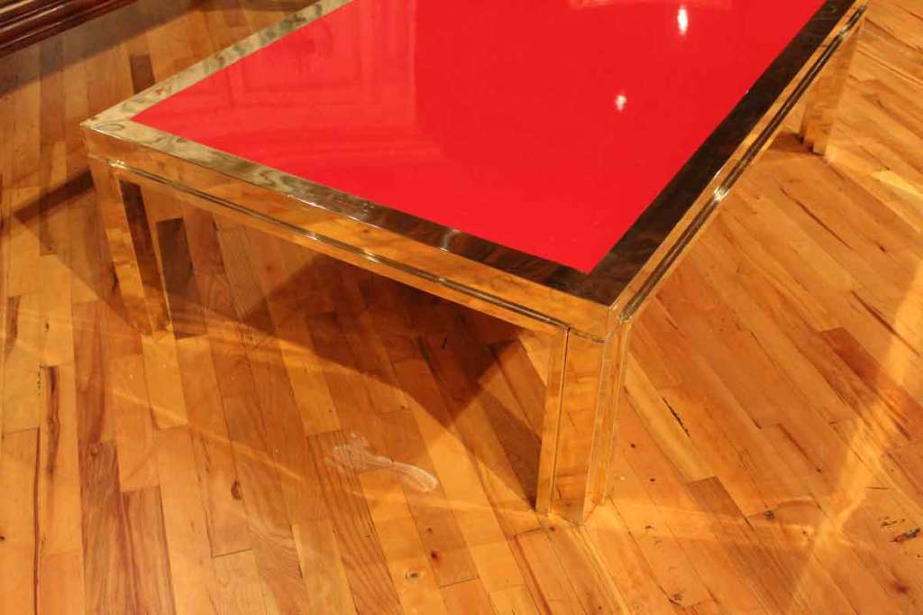 Italian Brass and Lacquered Table In Good Condition For Sale In High Point, NC