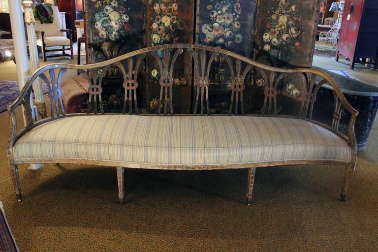 George lll Adams Style Pastel Settee In Good Condition For Sale In High Point, NC