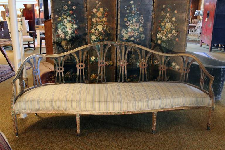 English George lll Adams Style Pastel Settee For Sale