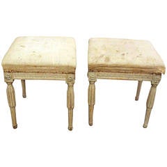Pair of Gustavian Benches with the Original Paint