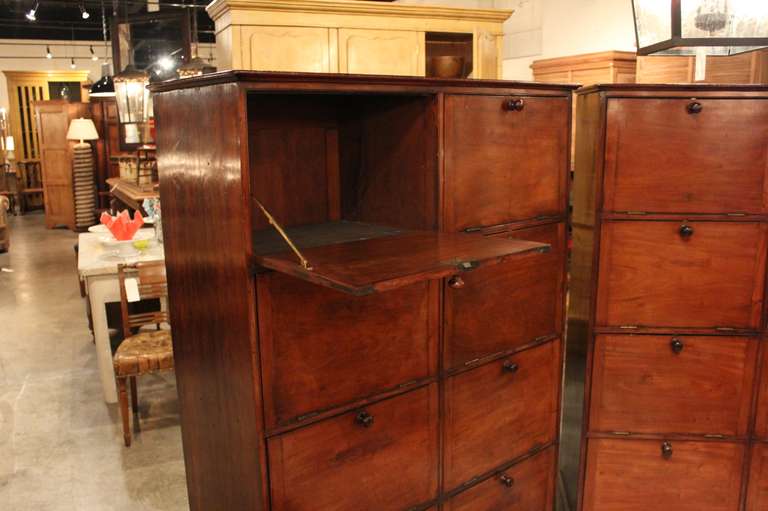 Pair of English Mahogany Lockers In Good Condition For Sale In High Point, NC