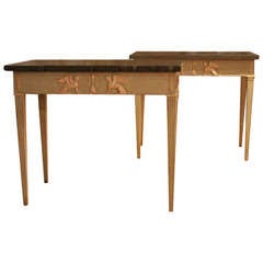 Pair Of Swedish Marble Top Consoles