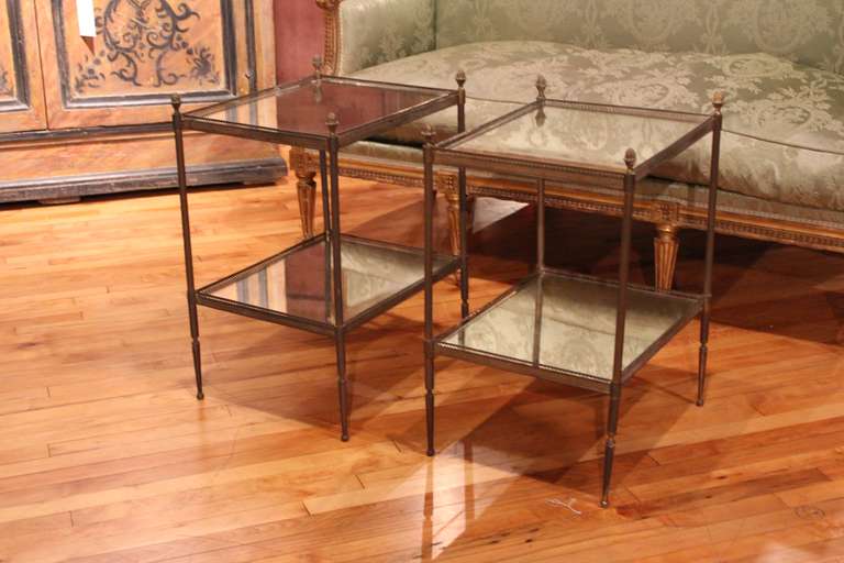 French Pair Of Baques Mirror Tables