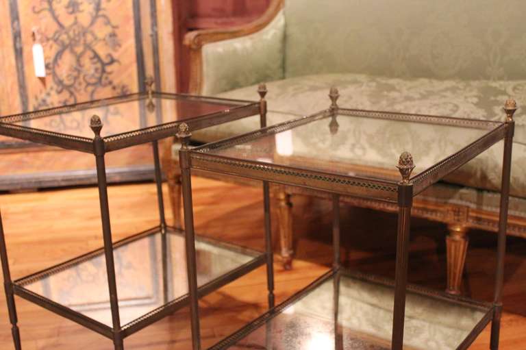 Pair Of Baques Mirror Tables In Good Condition In High Point, NC
