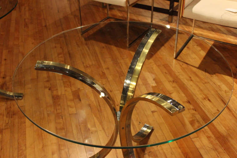 20th Century Pair Of French Brass & Glass Tables For Sale