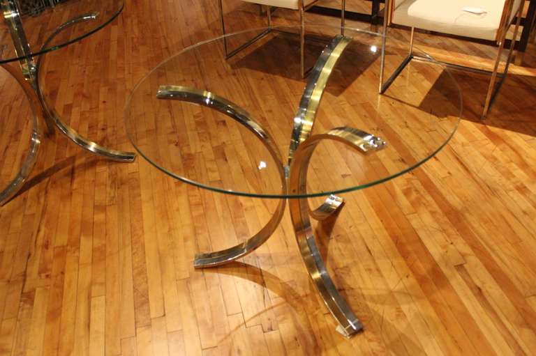 Pair Of French Brass & Glass Tables For Sale 1