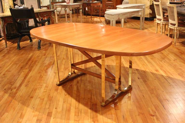 Italian Brass and Cherry Center Table In Good Condition For Sale In High Point, NC