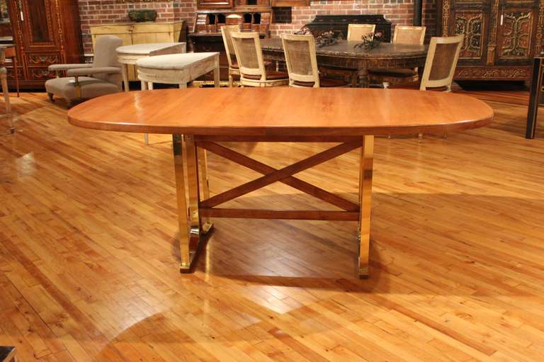 Italian Brass And Cherry Centre Table