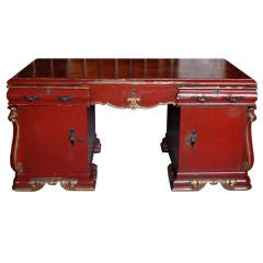 Antique French Red Laquered Desk