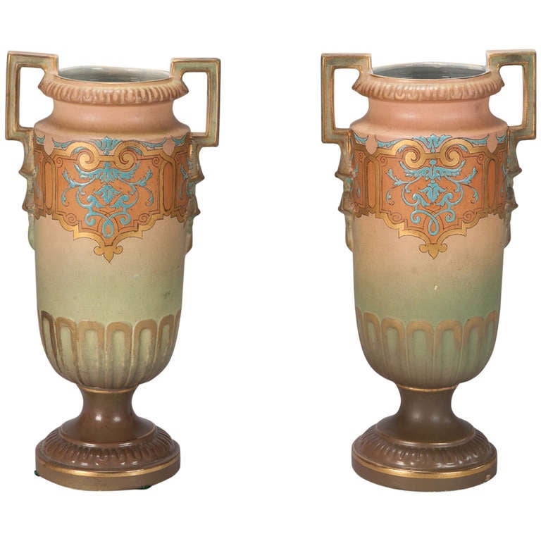 Pair Art Noveau Style Mantle Vases at 1stdibs