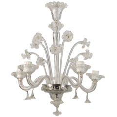 Venetian Four Light Clear Glass Daffodil Chandelier 7