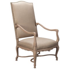 Tall French Armchair with Carved and Painted Frame