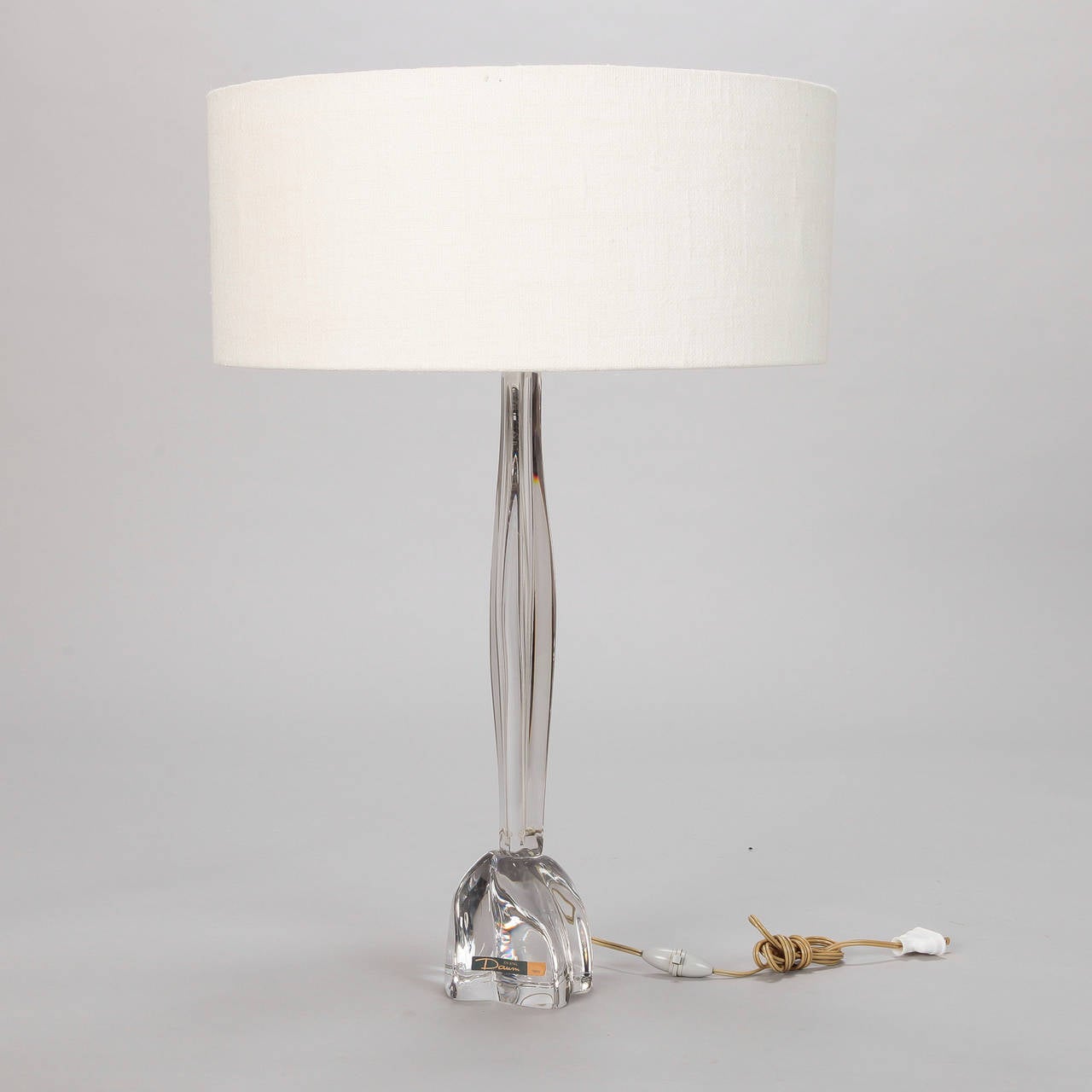 Tall Midcentury Daum Clear Glass Table Lamp with Shade at 1stDibs tall glass table