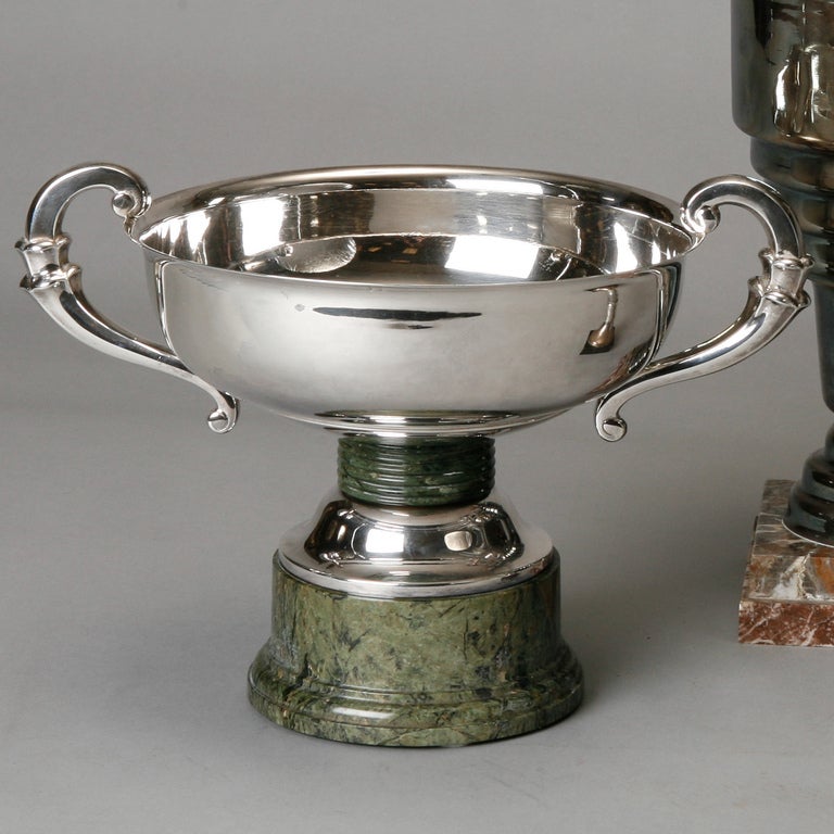 Art Deco Era Sterling Silver Trophy Cup on Marble Stand