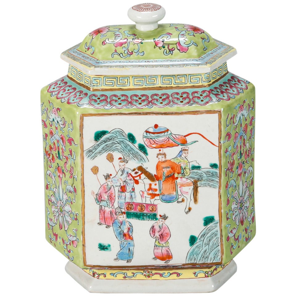 19th Century Famille Verte Chinese Ginger Jar