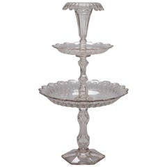 Tall Cut Crystal English Tiered Centerpiece