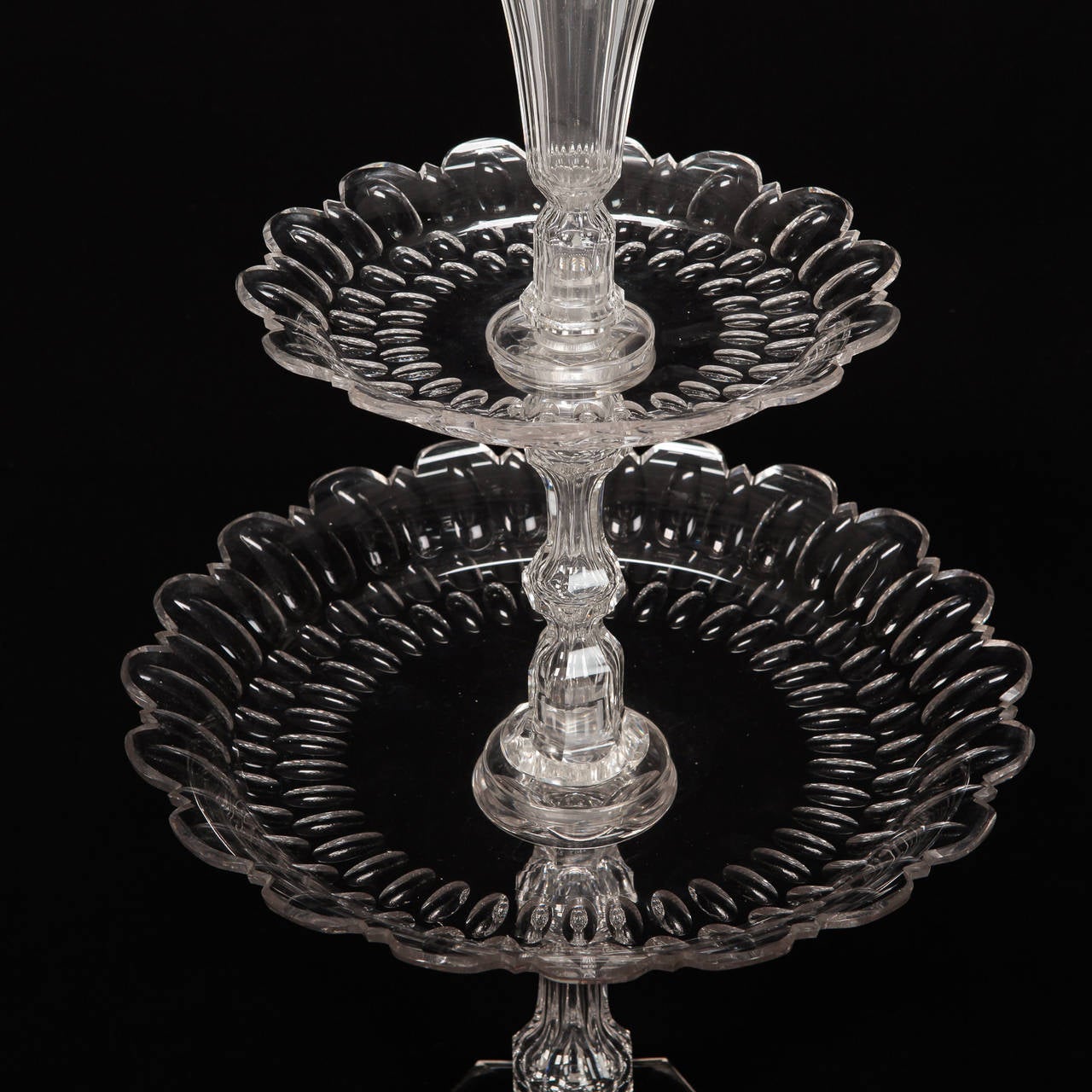 Late 19th Century Tall Cut Crystal English Tiered Centerpiece