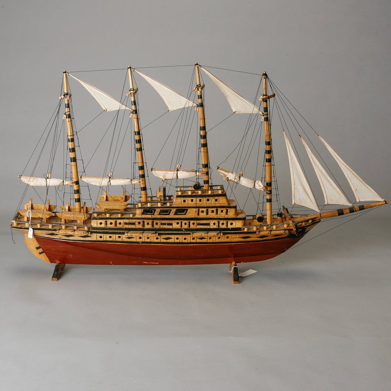 This circa 1900s wooden model ship was found in England. It is over 22