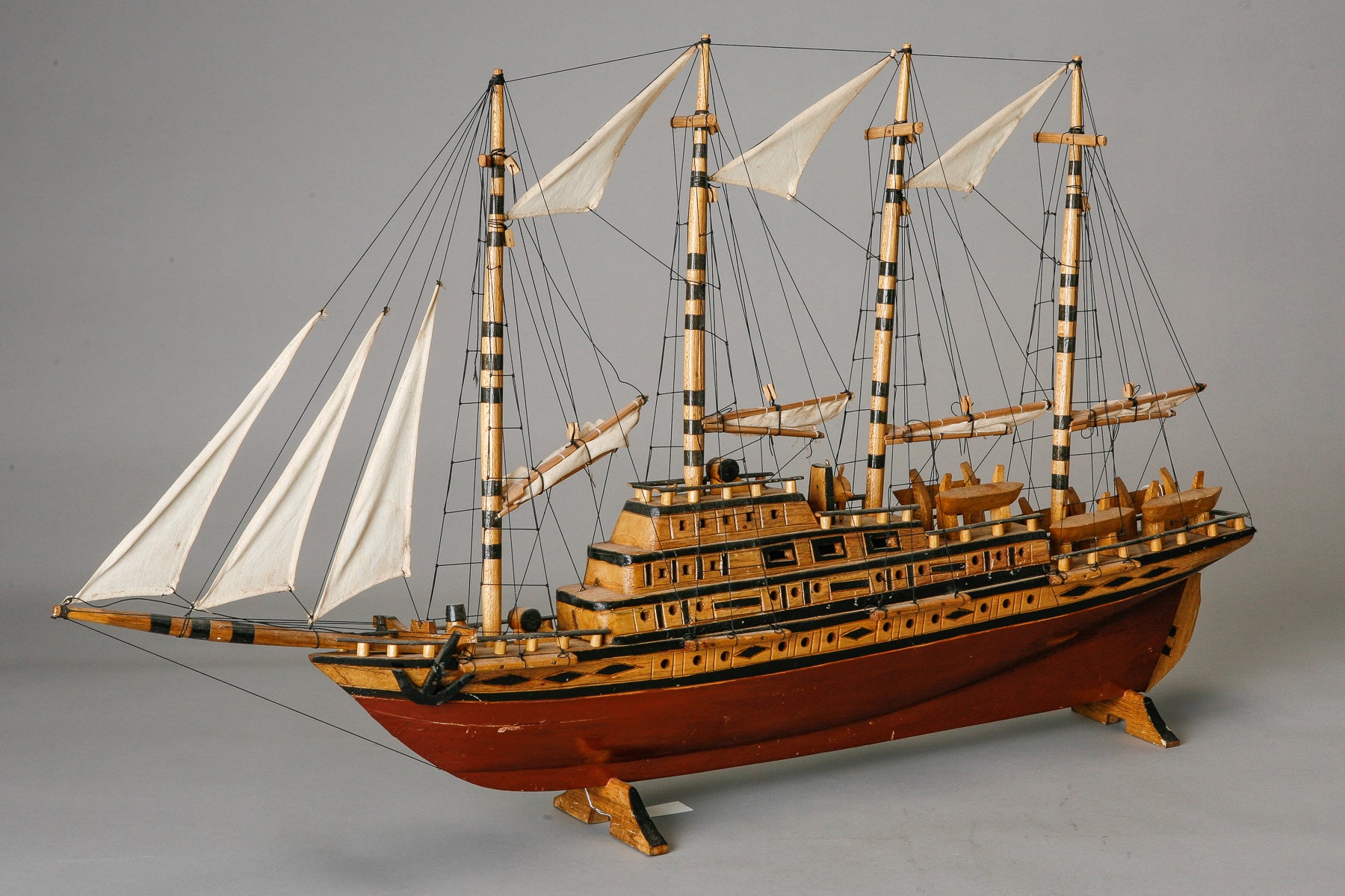 Circa 1900s Tall Wood Model Ship