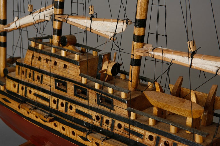 Circa 1900s Tall Wood Model Ship 1