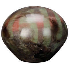 Large Loul Combres Mottled Green Vase