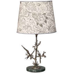 Vintage Silver Plate Table Lamp with Two Sculpted Birds